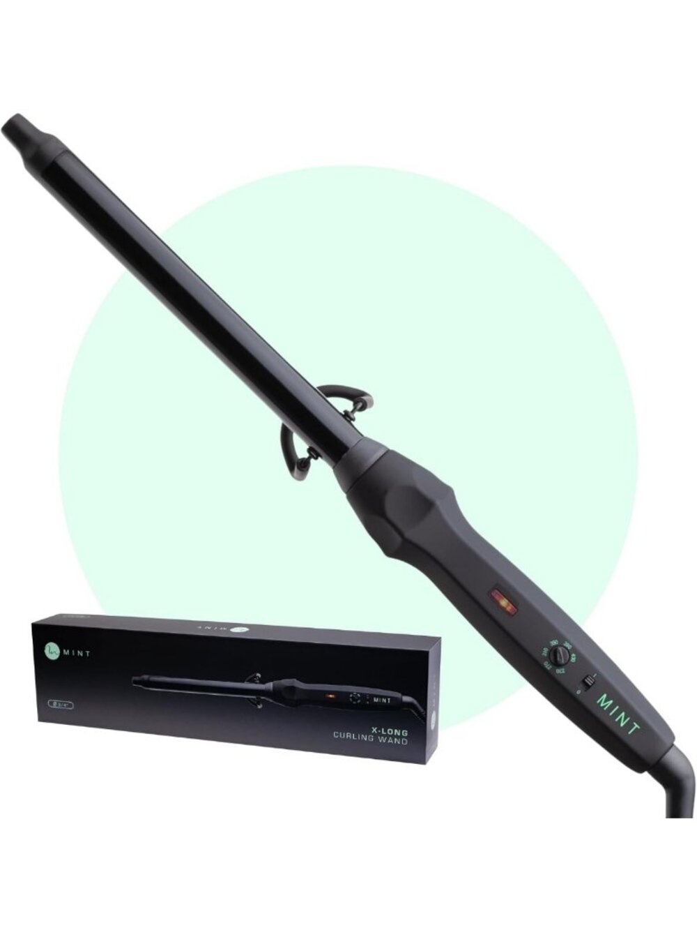 Mint Green 3/4 Inch Ceramic Curling Wand - Clamp-Free, Perfect for Long Hair